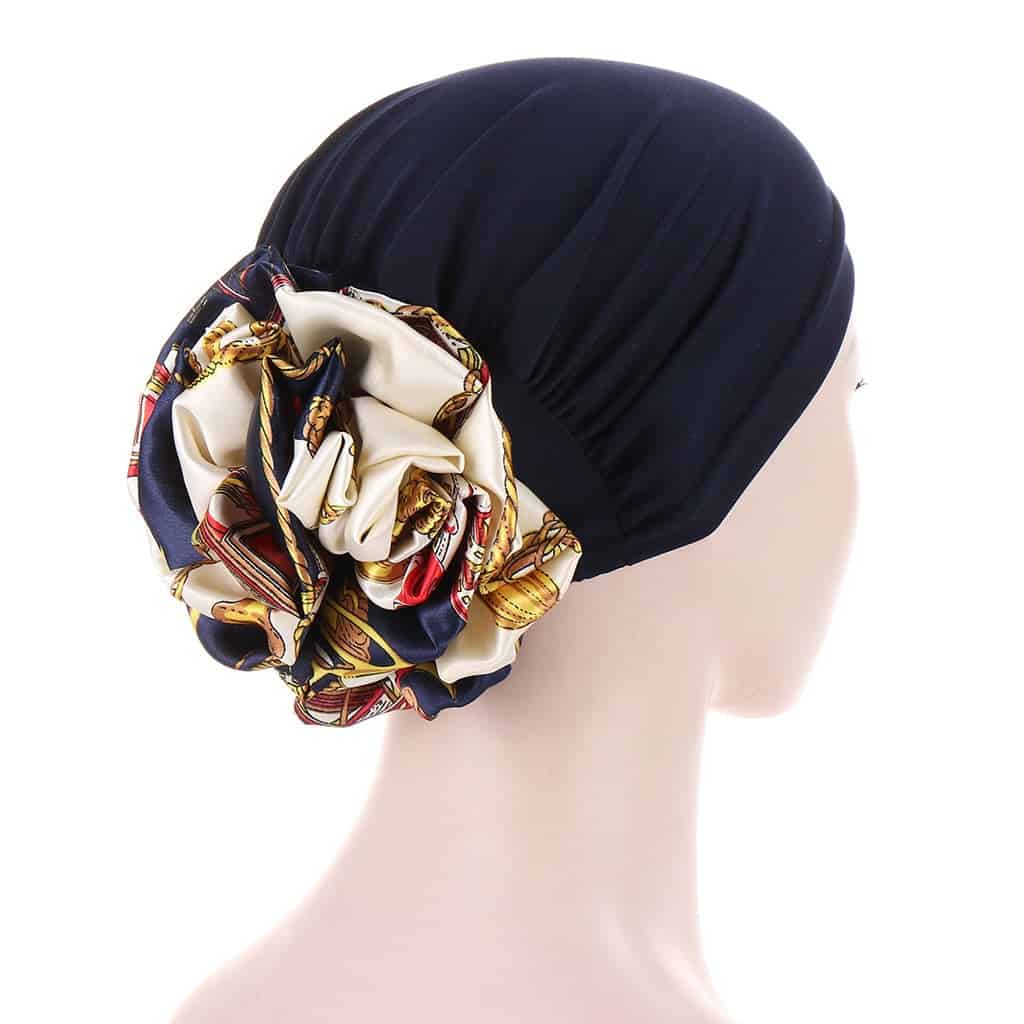 Mireille Bonnet Scarf Hair Woman Navy Blue Chemo