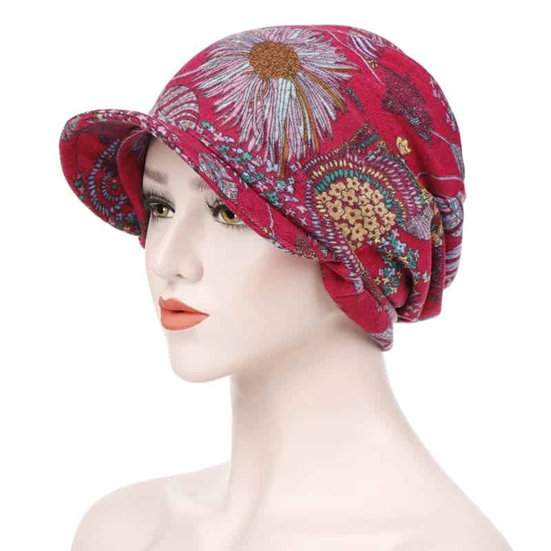 Alice Cap Scarf Chemo Red Patterned