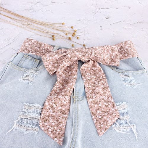 Pink Scarf Belt Small Flowers