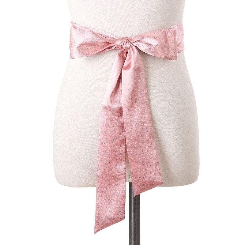 Nadège Belt Scarf Dress Pants Plain Pink