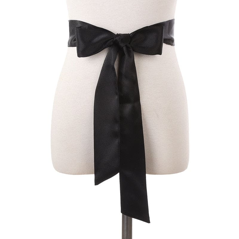 Aude Belt Scarf Dress Plain Black Pants