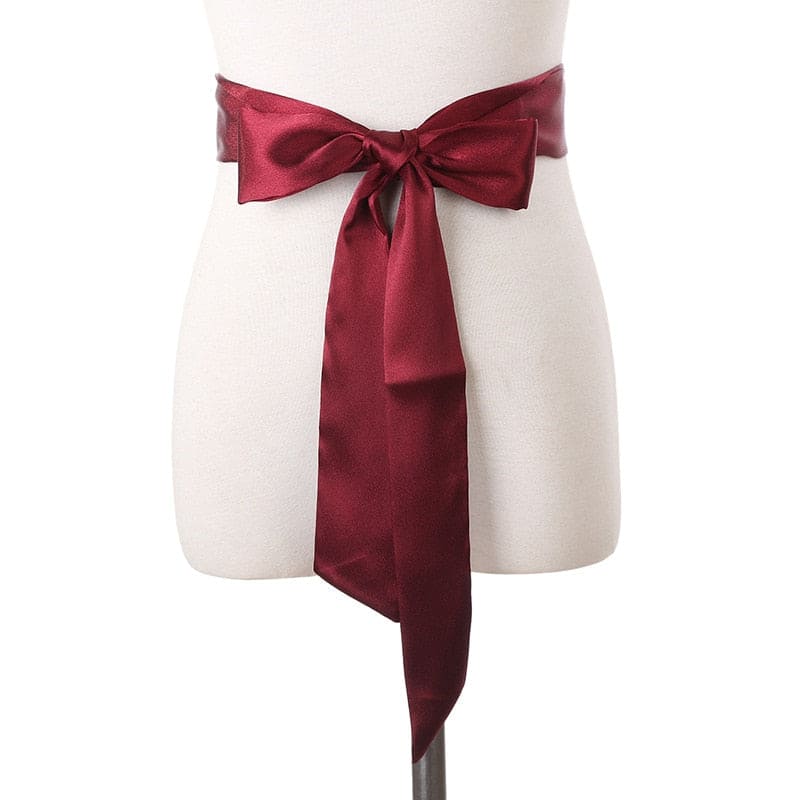 Ludivine Women'S Scarf Belt Dress Pants Red Plain