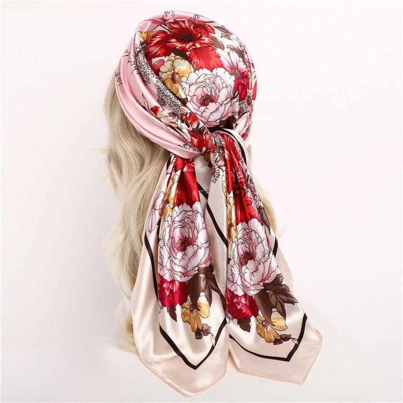 Coralie Red Flower Patterned Scarf