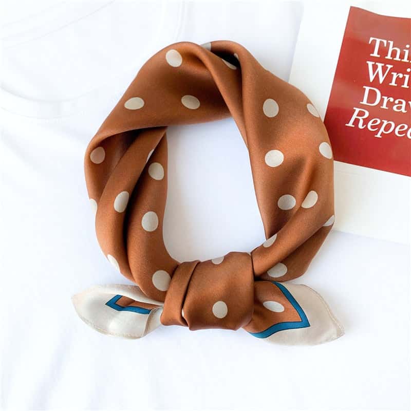 Giulian Scarf Carré Silk Woman Man Brown Polka Dots