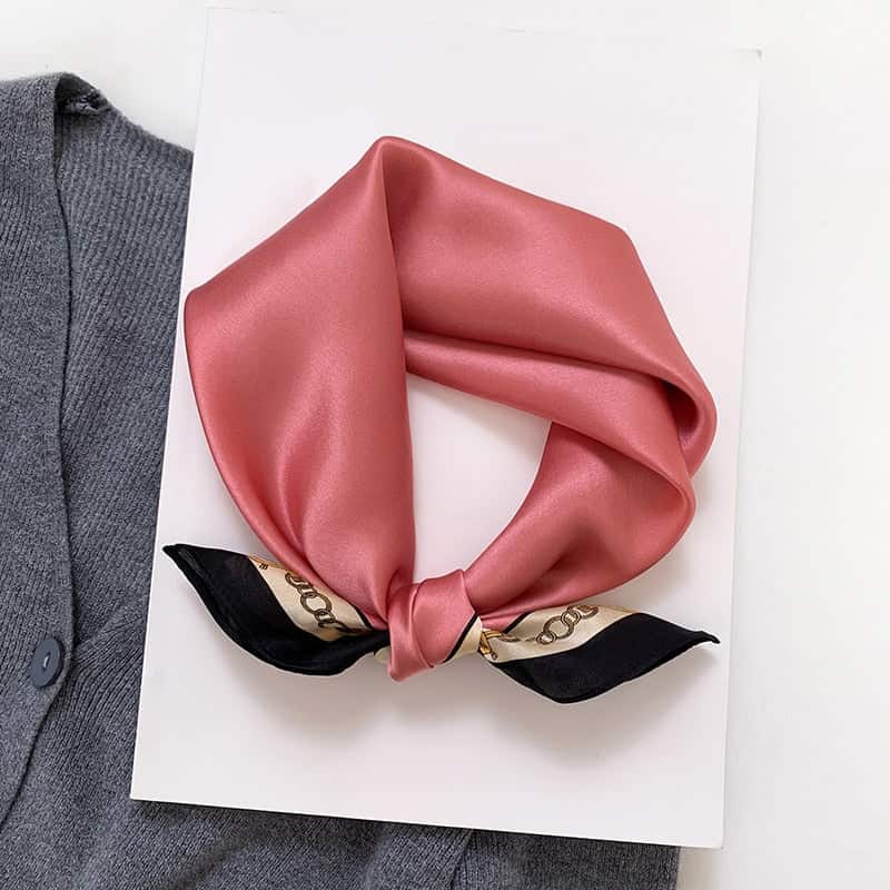 Valentine Women'S Silk Square Scarf Plain Pink