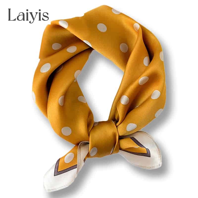 Ilona Men'S Silk Square Scarf Orange Polka Dots