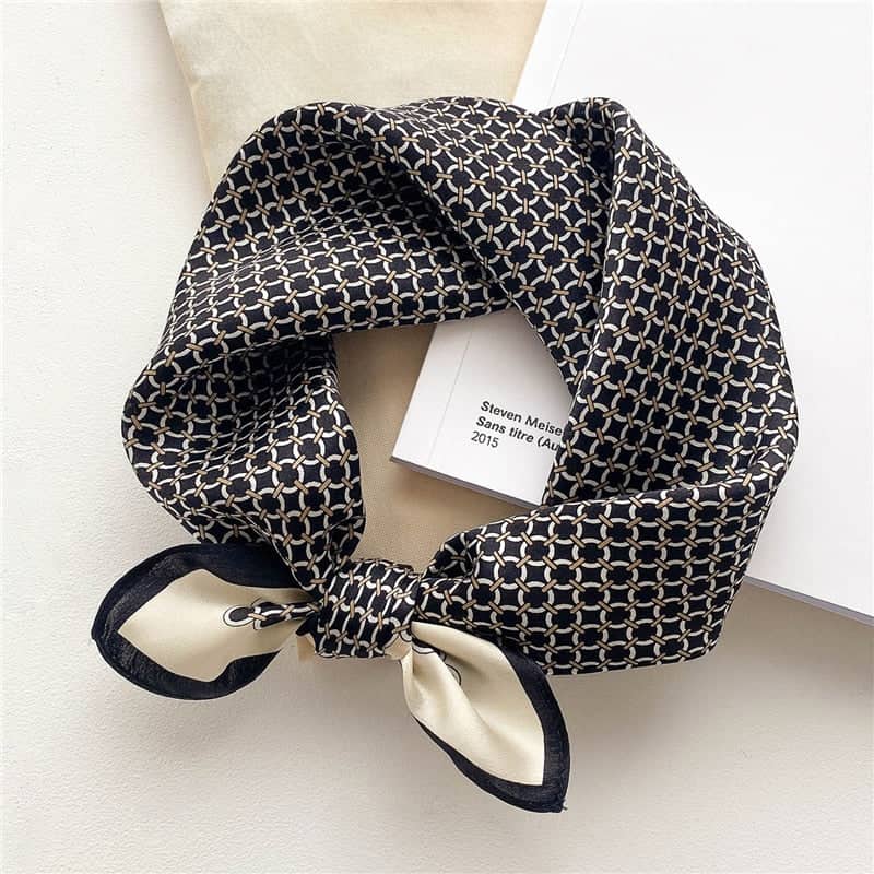 Alba Men'S Square Silk Scarf Black Patterned