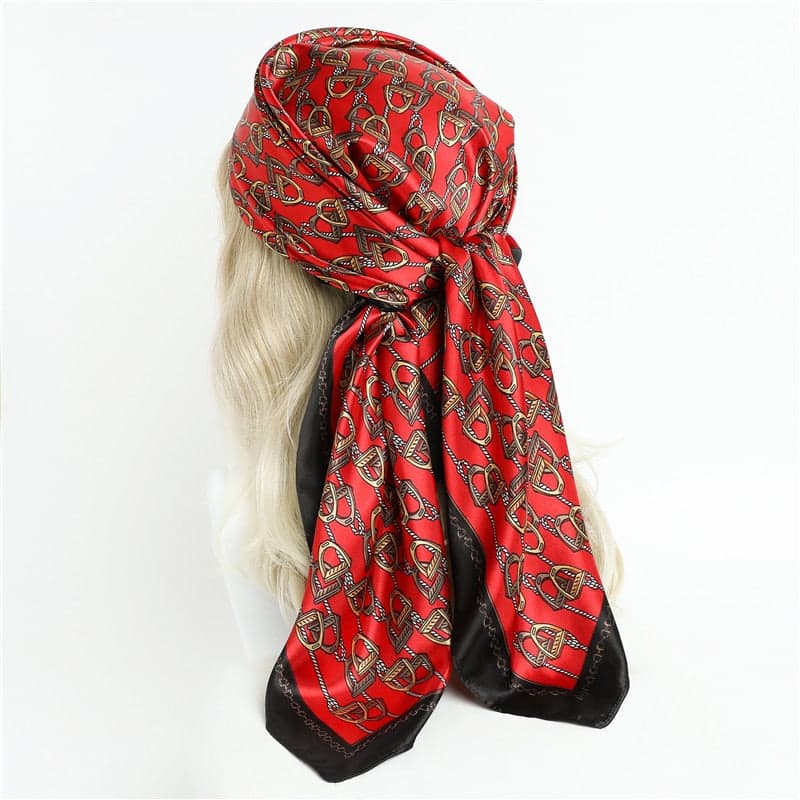 Beatrice Scarf Hair Woman Red Patterned