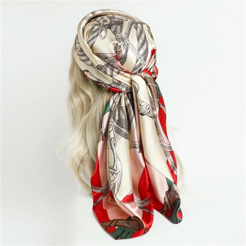 Estelle Scarf Lady'S Hair Cream White Patterned