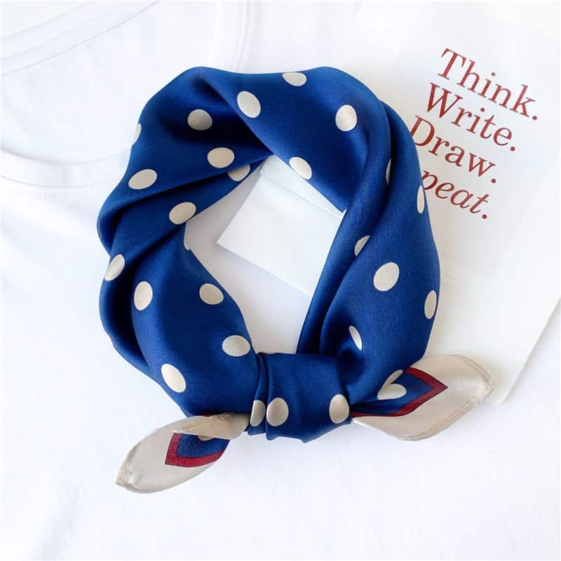 Esma Men'S Silk Square Scarf Blue Polka Dots