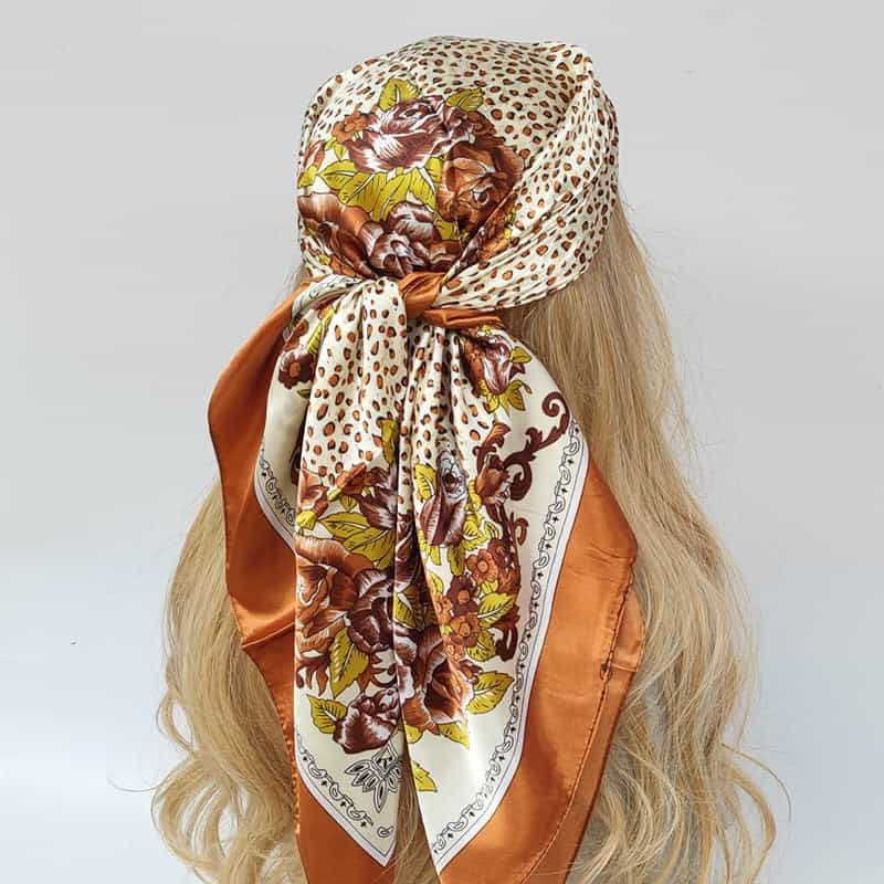 Chloé Cream & Brown Patterned Women'S Hair Scarf
