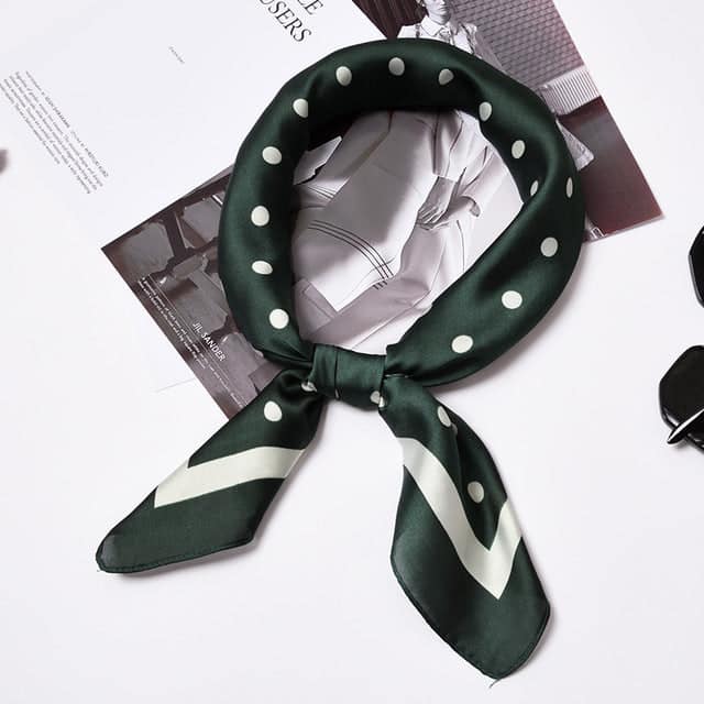 Scarf For Hair 70 - Green With Dots