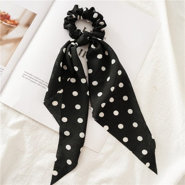 Chouchou Black Scarf With Polka Dots