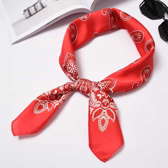 Bohemian Red Chemo Square Patterned Scarf For Women'S Hair