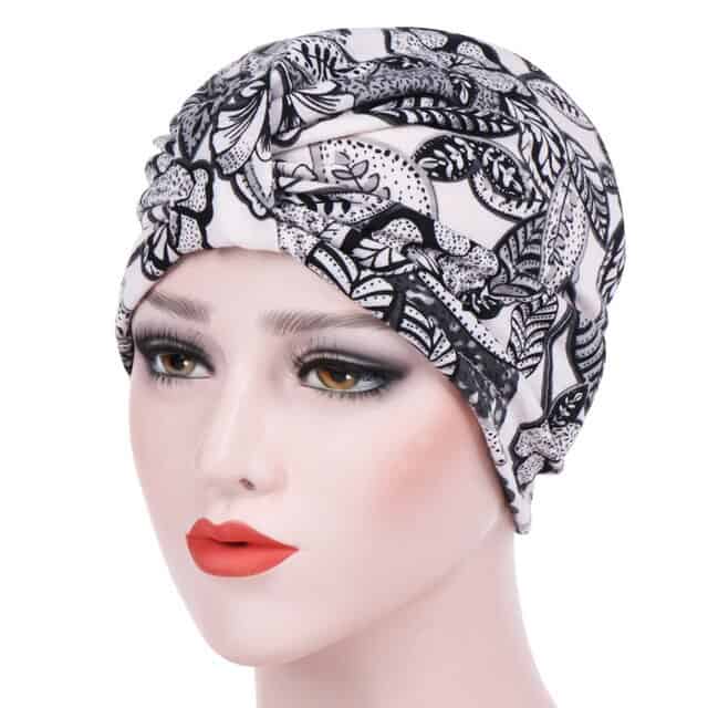 Baptistine Black & White Chemo Bonnet Women'S Hair Scarf