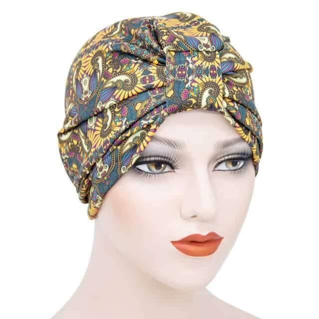 Romane Bonnet Chimio Scarf Hair Woman Yellow & Green