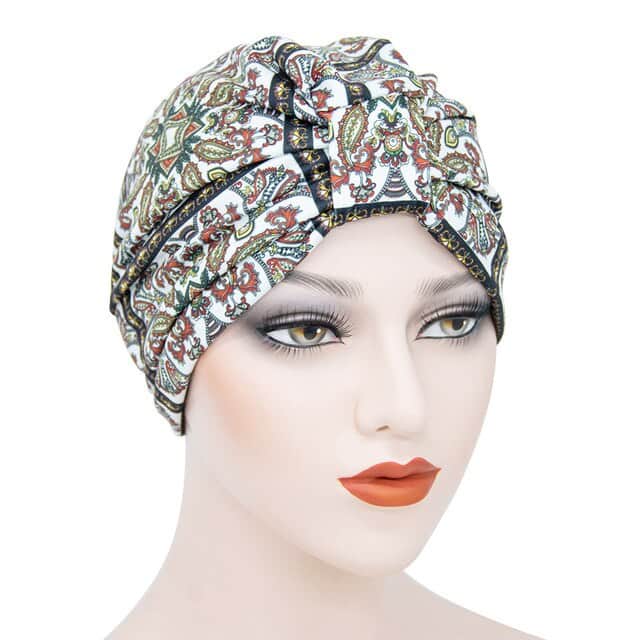 Inès Hair Scarf Modern White Patterned Cap