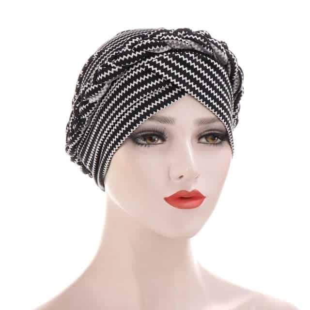 Arlette Black White Modern Chemo Turban Hair Scarf