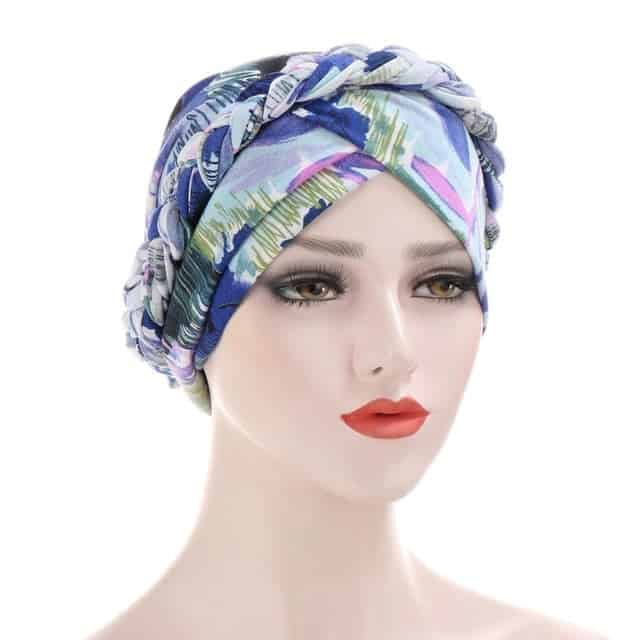 Diane Modern Women'S Chemo Turban Hair Scarf Blue Patterned