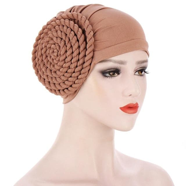 Scarf Bonnet Chimio Brown - Plain