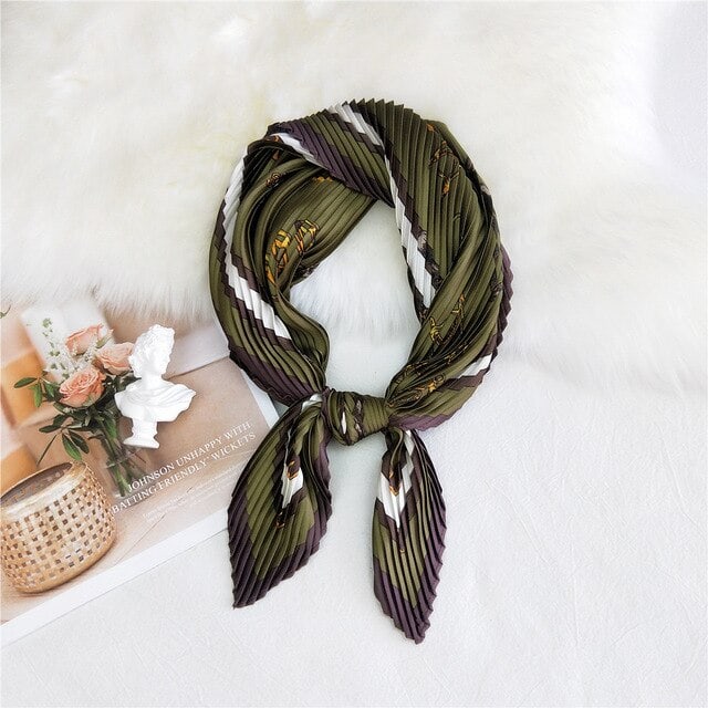Khaki Pleated Hair Scarf - Stud Farm
