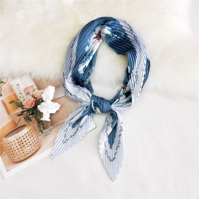 Blue Pleated Hair Scarf - Zélie