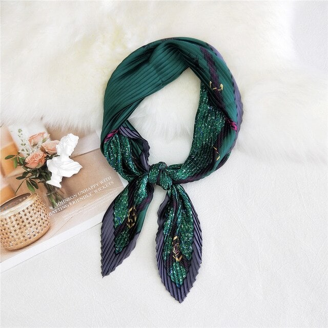 Green Pleated Hair Scarf - Aglaé