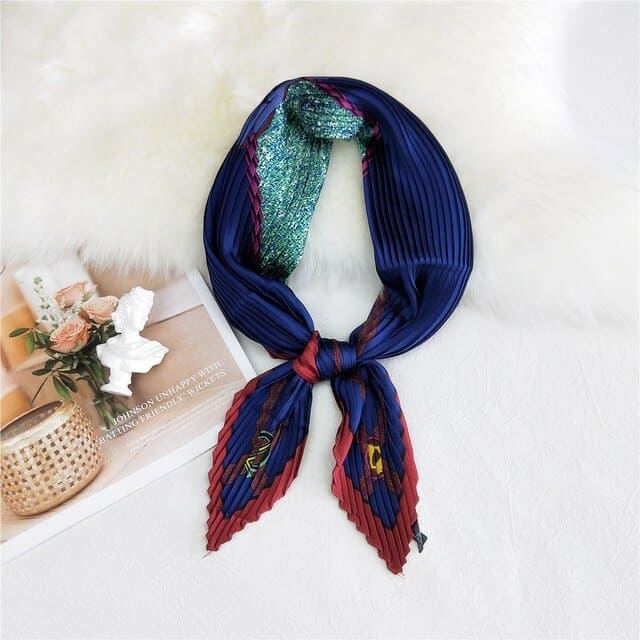 Blue Pleated Hair Scarf - Aglaé