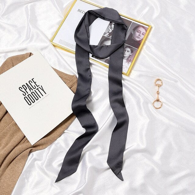 Plain Black Anthracite Pants Dress Scarf Belt