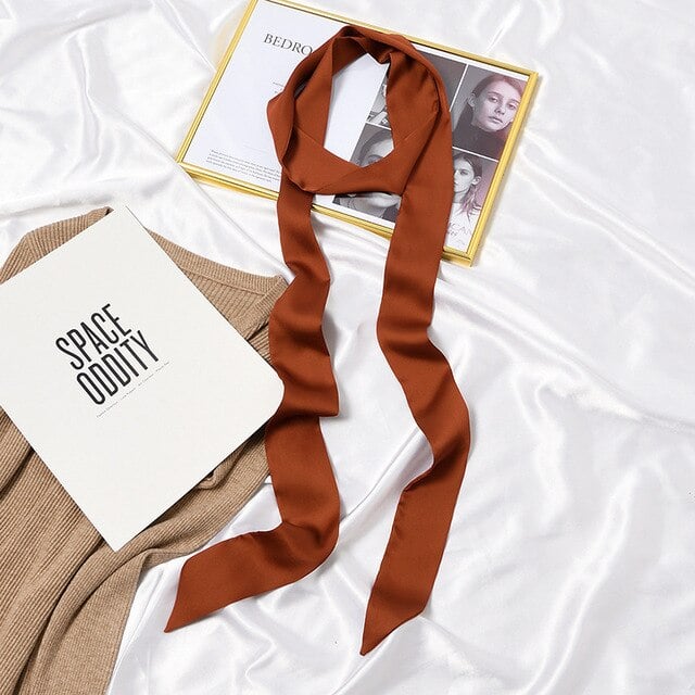 Plain Brown Pants Dress Scarf Belt
