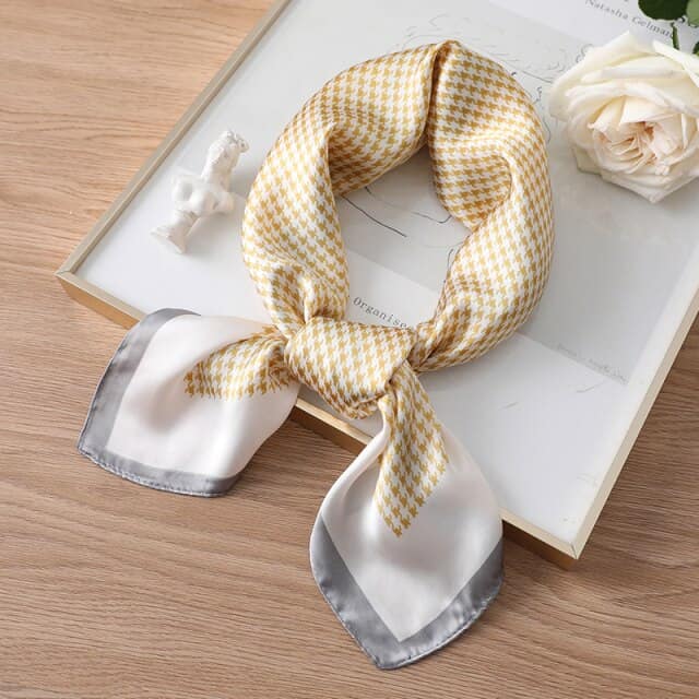 Réjane Scarf Hair Square Man Woman Gold Checks
