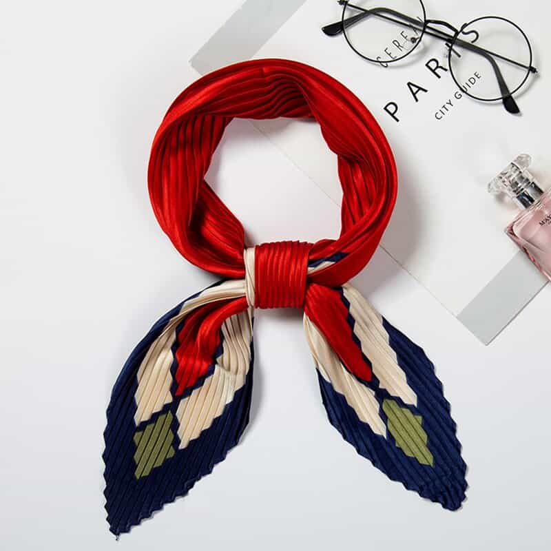 Morélina Red Pleated Hair Scarf