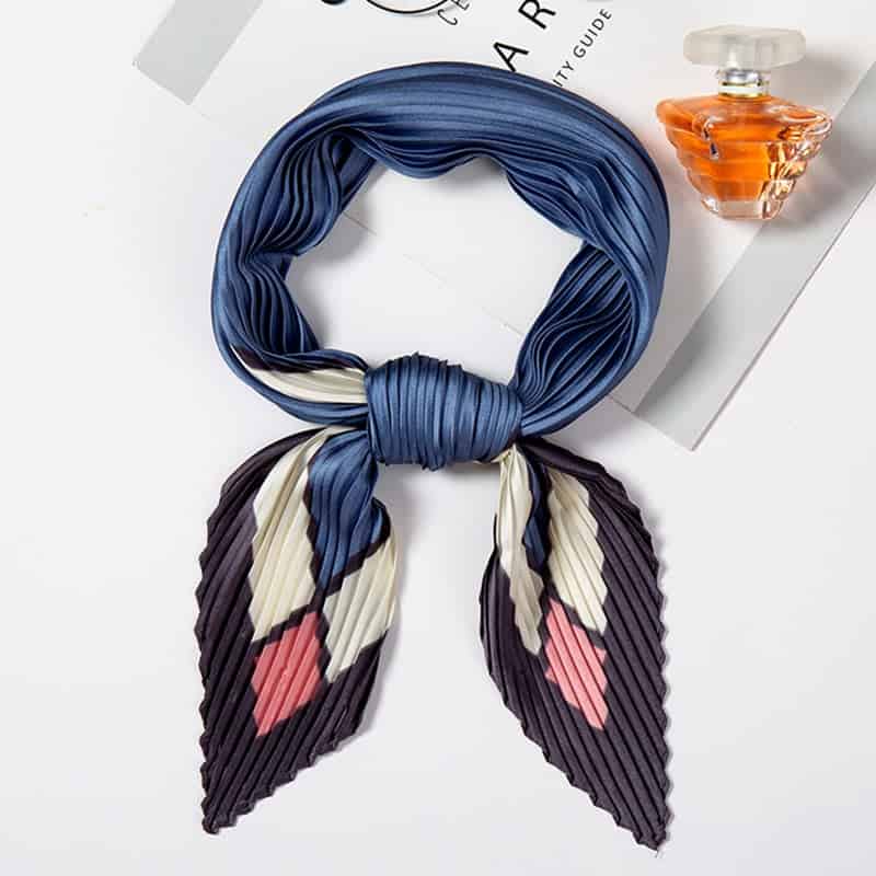 Blue Pleated Hair Scarf - Morélina