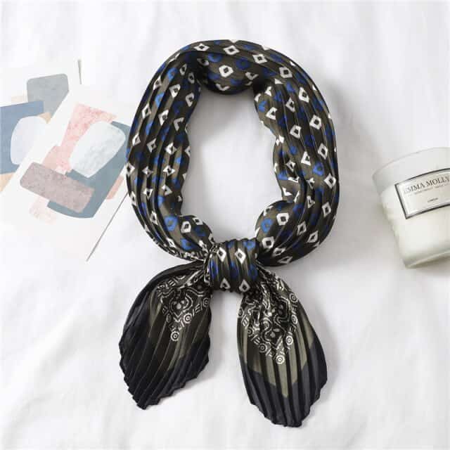 Khaki Pleated Hair Scarf - Elisine