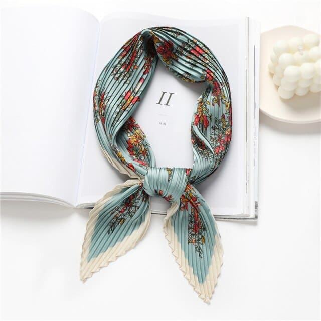 Green Pleated Hair Scarf - Yzaline