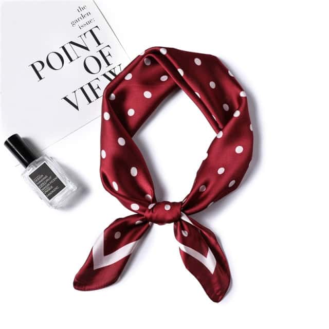 Scarf For Hair 70 - Burgundy With Polka Dots