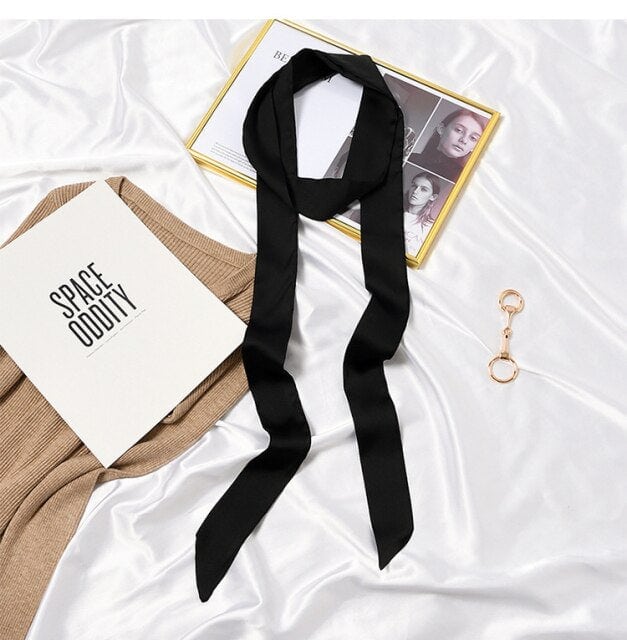 Plain Black Pants Dress Scarf Belt
