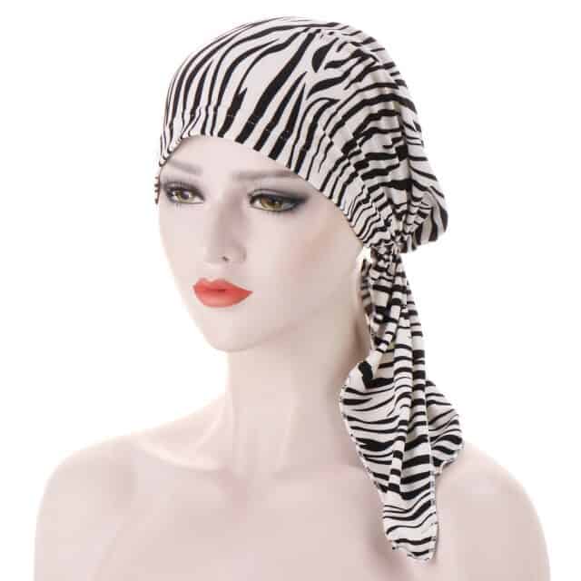 Long White Chemo Scarf - Zebra