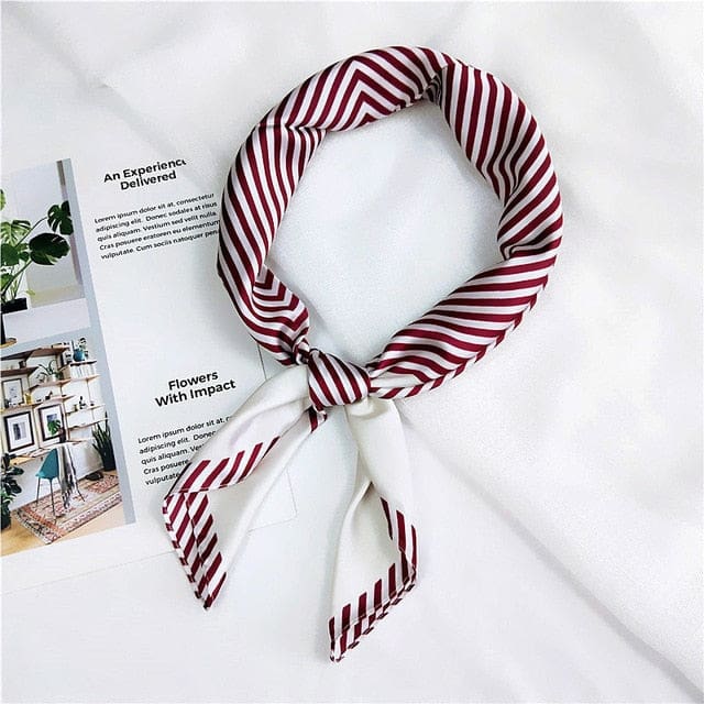 Scarf For Hair 70 - Burgundy Stripes
