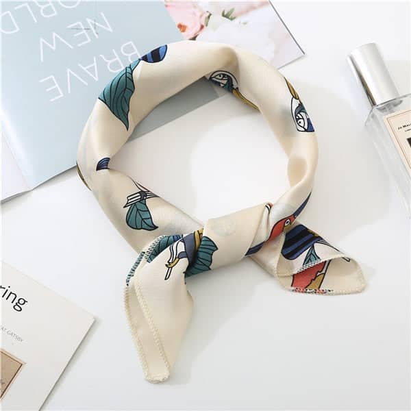 Scarf For Hair 50 White - Parrots & Toucans
