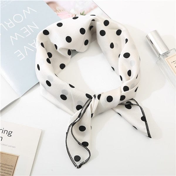 Scarf For Hair 50 - White With Dots