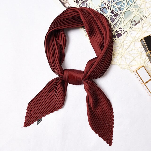 Pleated Scarf For Hair - Burgundy